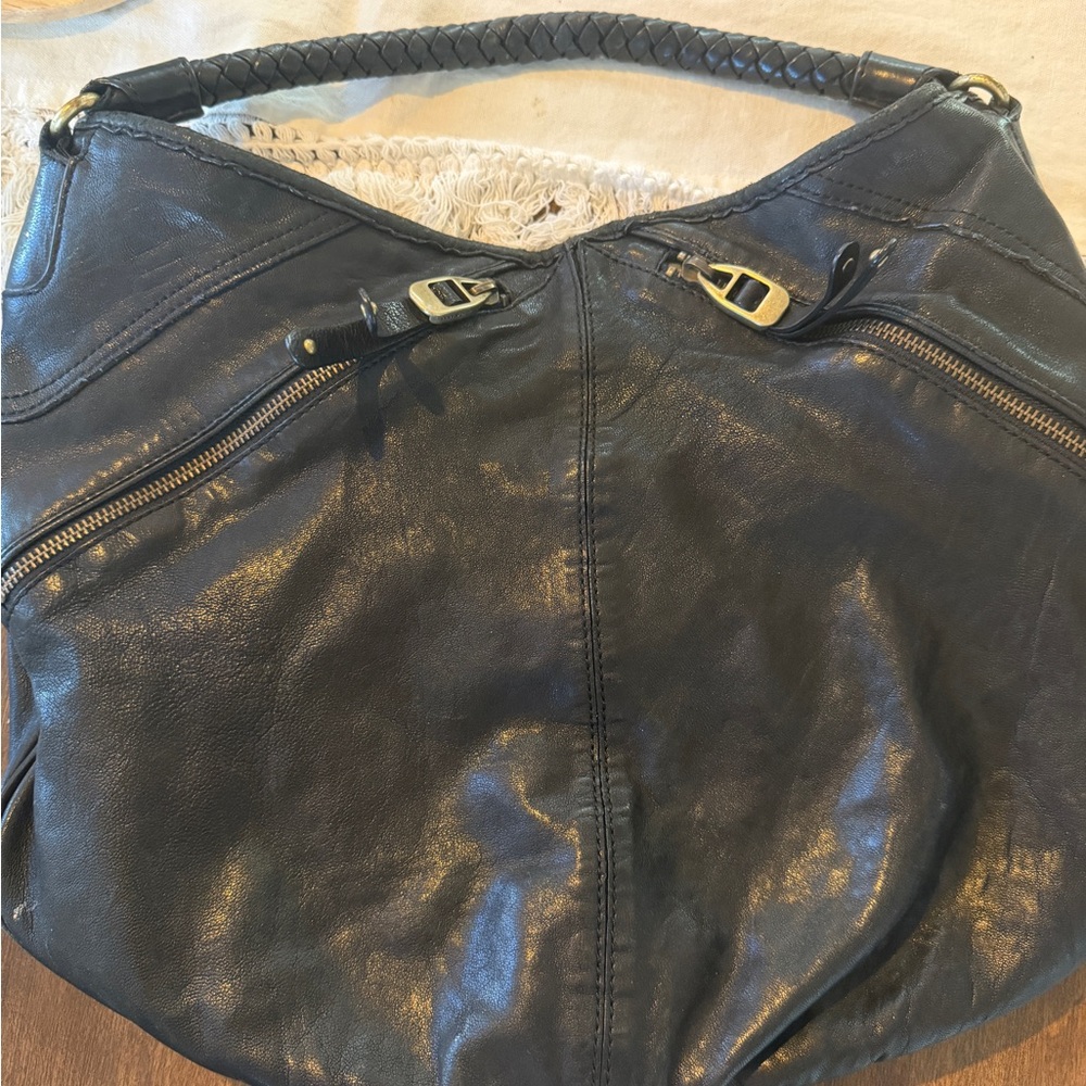 Banana Republic Black Leather Hobo Shoulder Bag - Picture 4 of 5